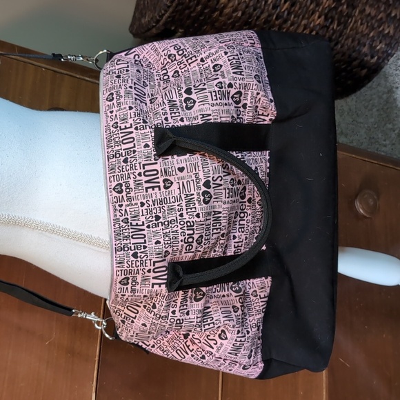 Victoria's Secret CLASSIC Pink & Black Duffle Weekender Bag VS Y2K - Picture 3 of 10